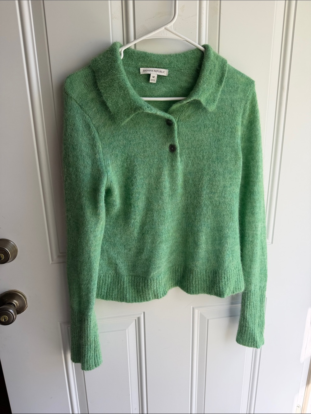 Banana Republic Alpaca Blend Green Polo-Collar Sweater
